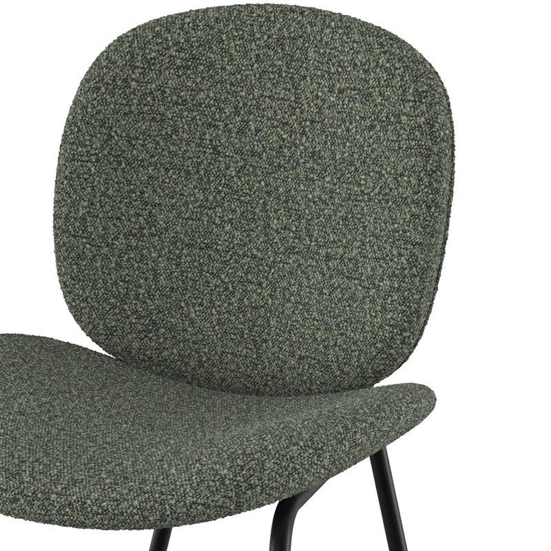 Chaise Iris en tissu bouclé vert kaki et pieds en métal noir (lot de 2)