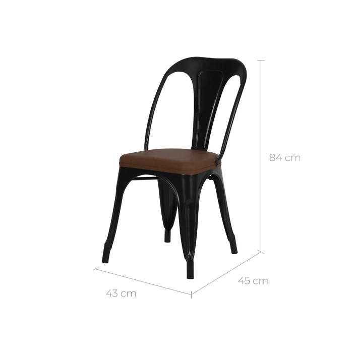 Chaise indus Charly noire (lot de 2)