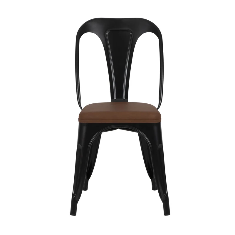 Chaise indus Charly noire (lot de 2)