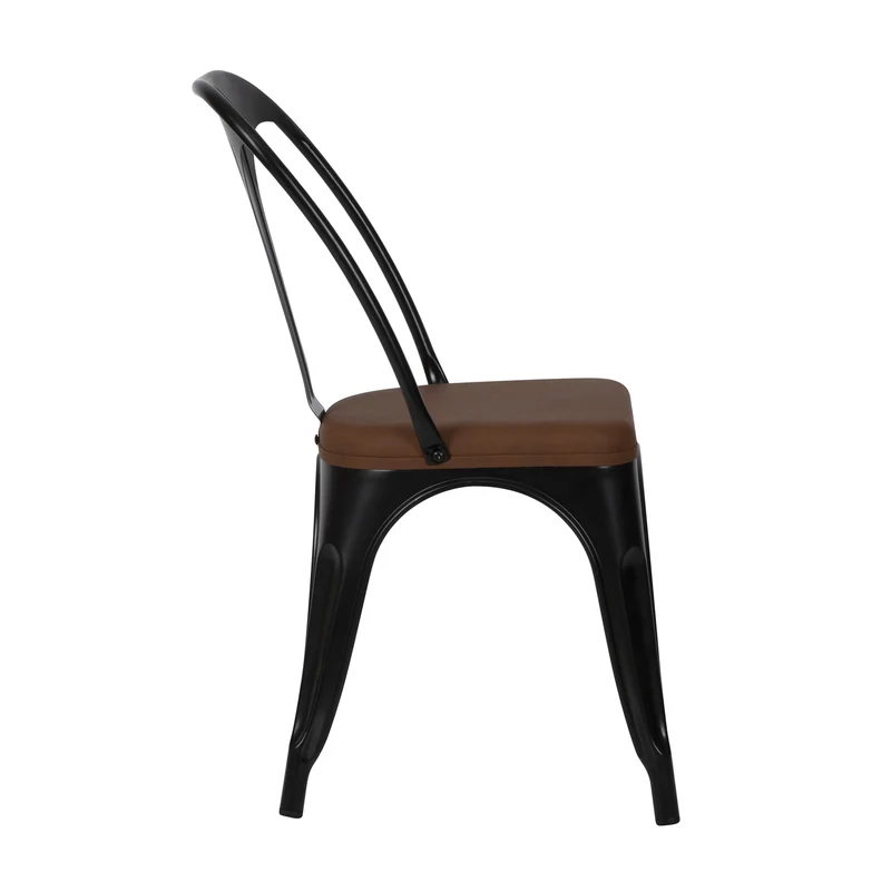 Chaise indus Charly noire (lot de 2)