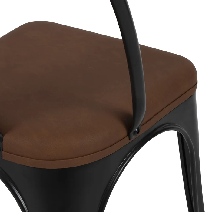Chaise indus Charly noire (lot de 2)