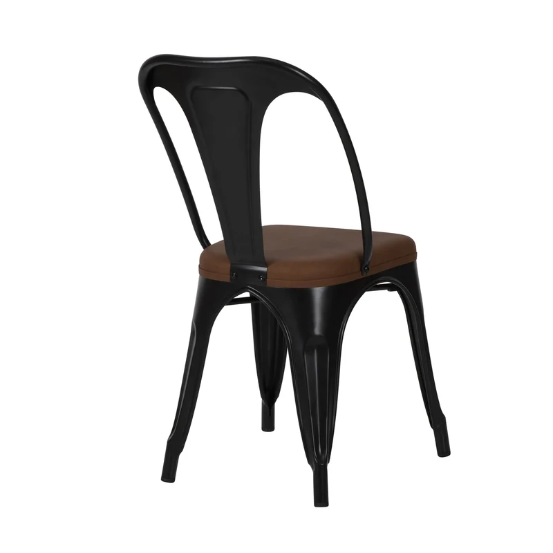 Chaise indus Charly noire (lot de 2)