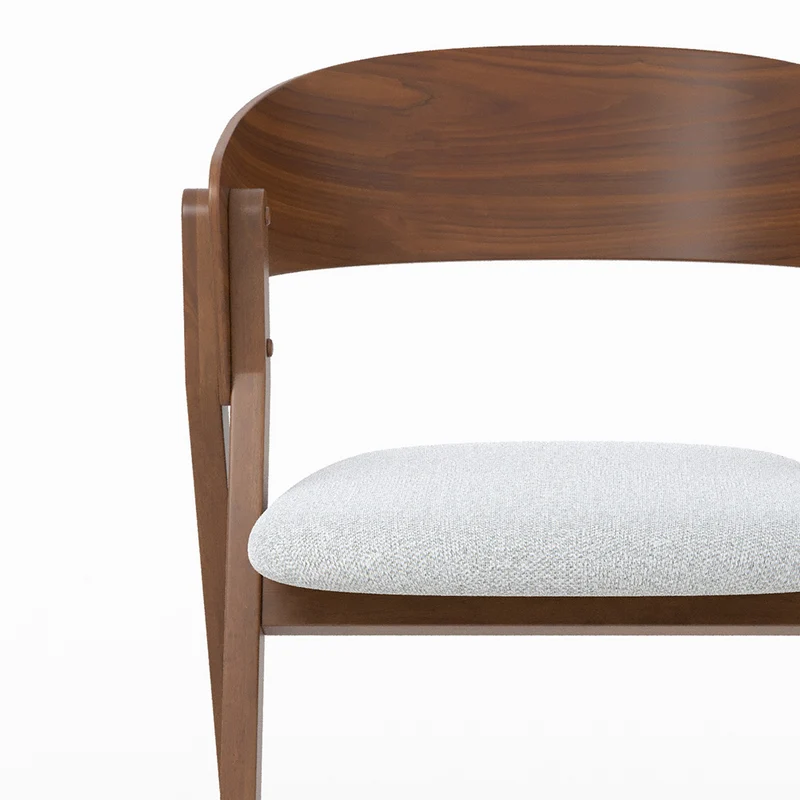 Chaise Héloïse en bois d'hévéa et tissu gris clair