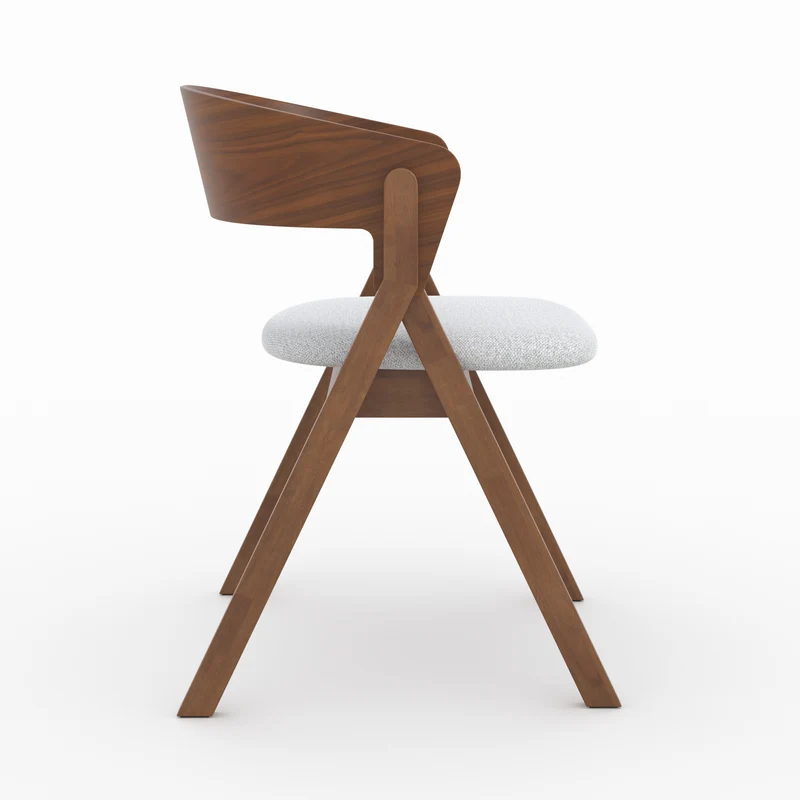 Chaise Héloïse en bois d'hévéa et tissu gris clair