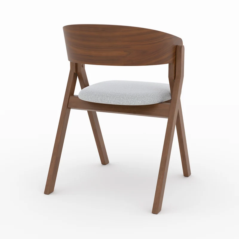 Chaise Héloïse en bois d'hévéa et tissu gris clair