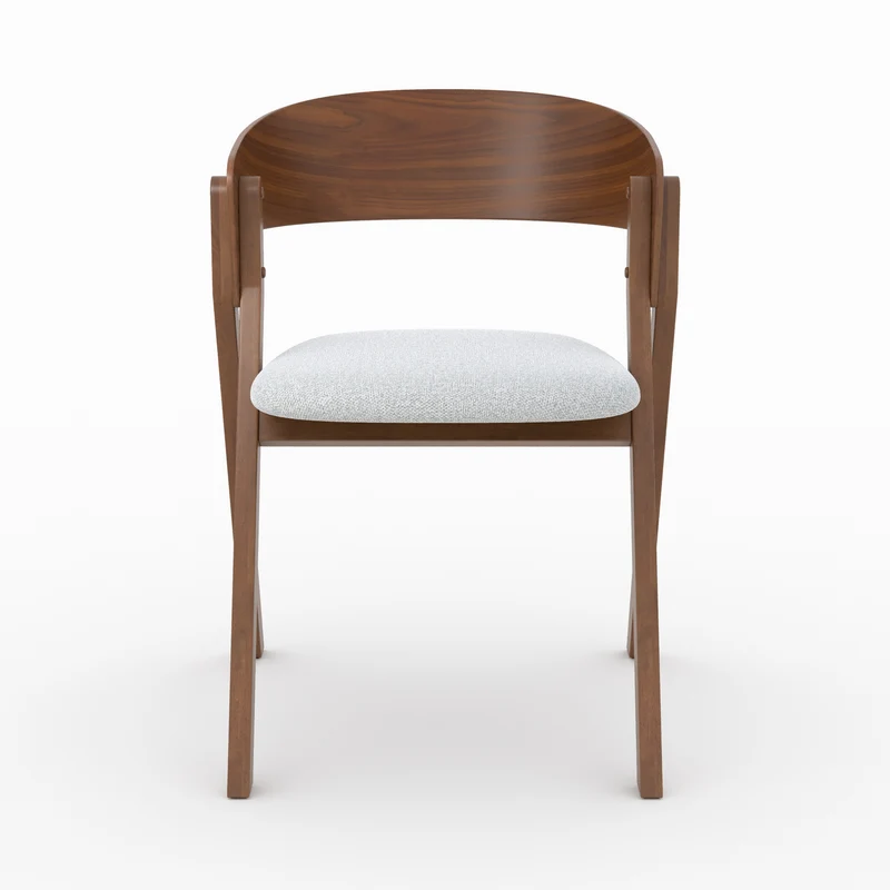 Chaise Héloïse en bois d'hévéa et tissu gris clair