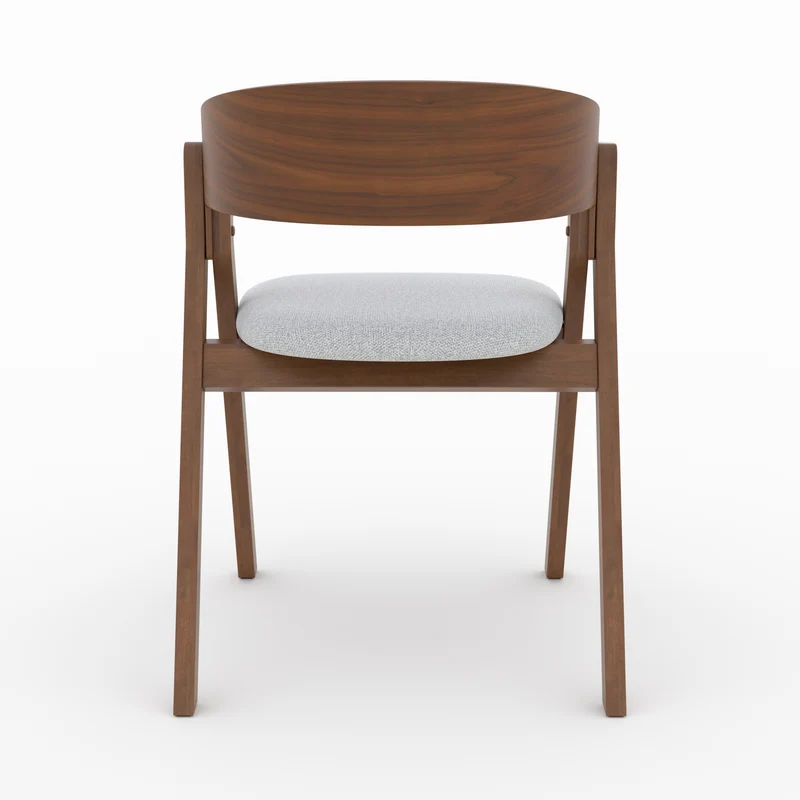 Chaise Héloïse en bois d'hévéa et tissu gris clair
