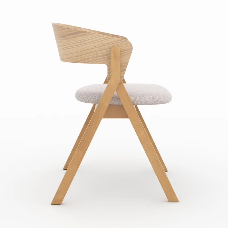 Chaise Héloïse en bois d'hévéa et tissu beige