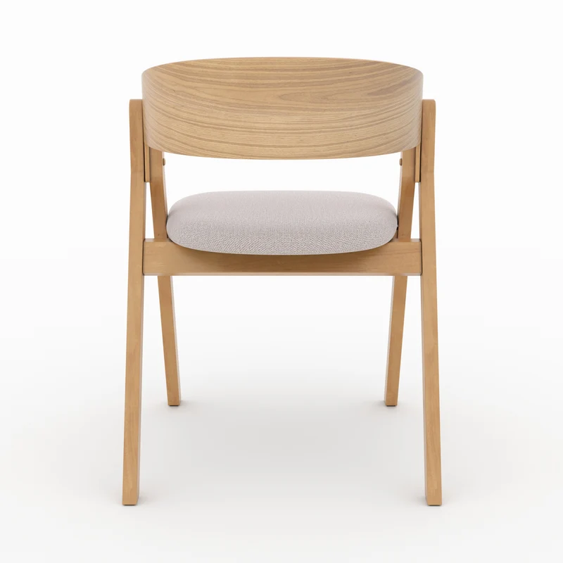 Chaise Héloïse en bois d'hévéa et tissu beige