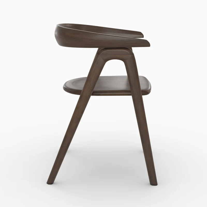 Chaise Hawa en bois d'hévéa foncé