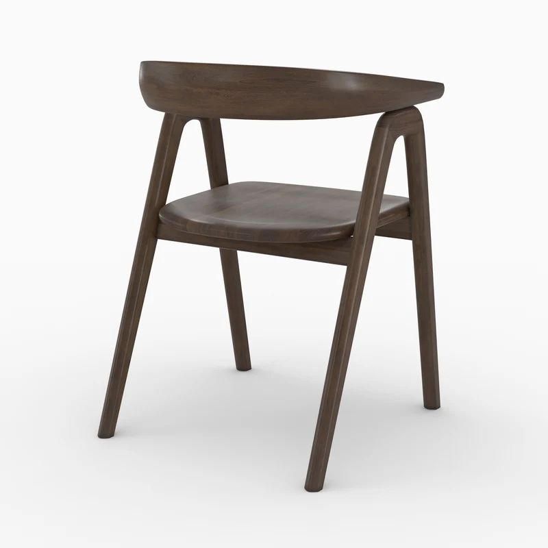 Chaise Hawa en bois d'hévéa foncé