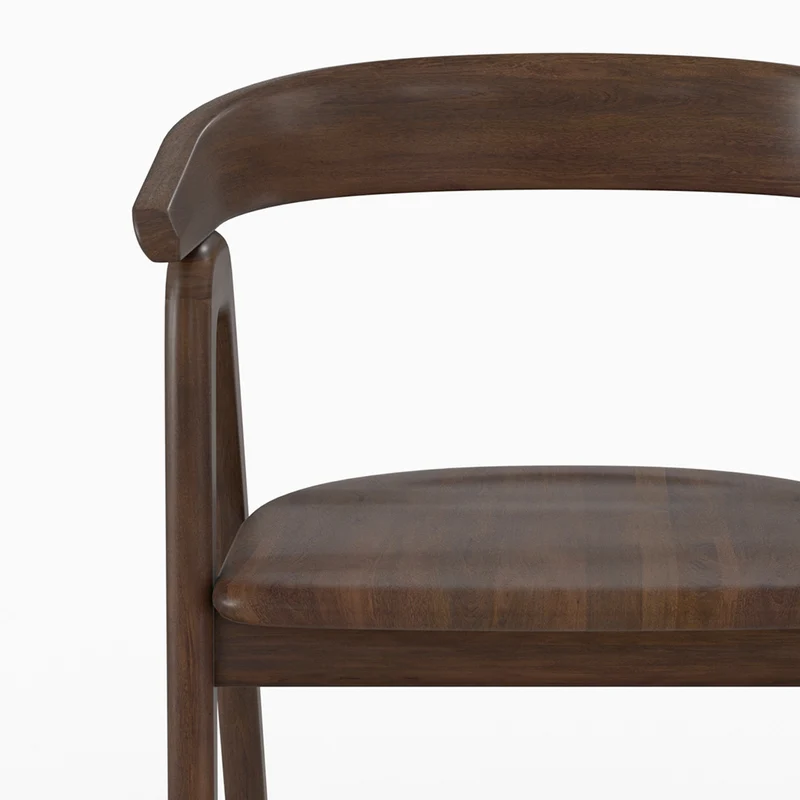 Chaise Hawa en bois d'hévéa foncé