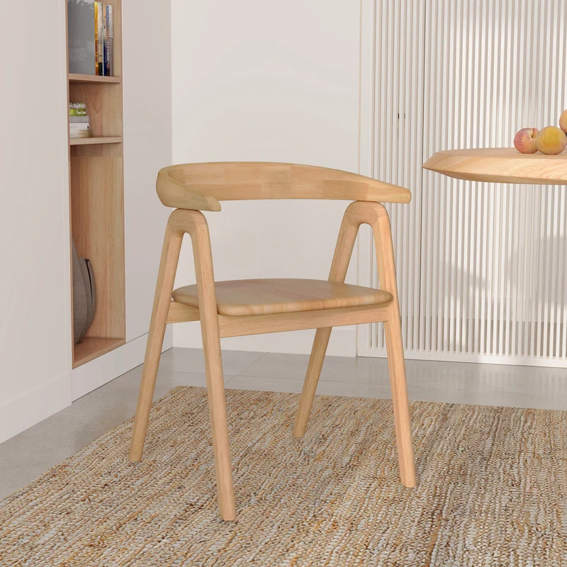 Chaise Hawa en bois d'hévéa clair