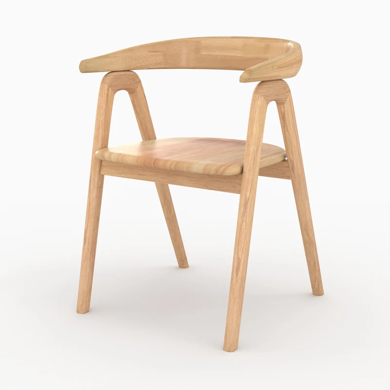 Chaise Hawa en bois d'hévéa clair