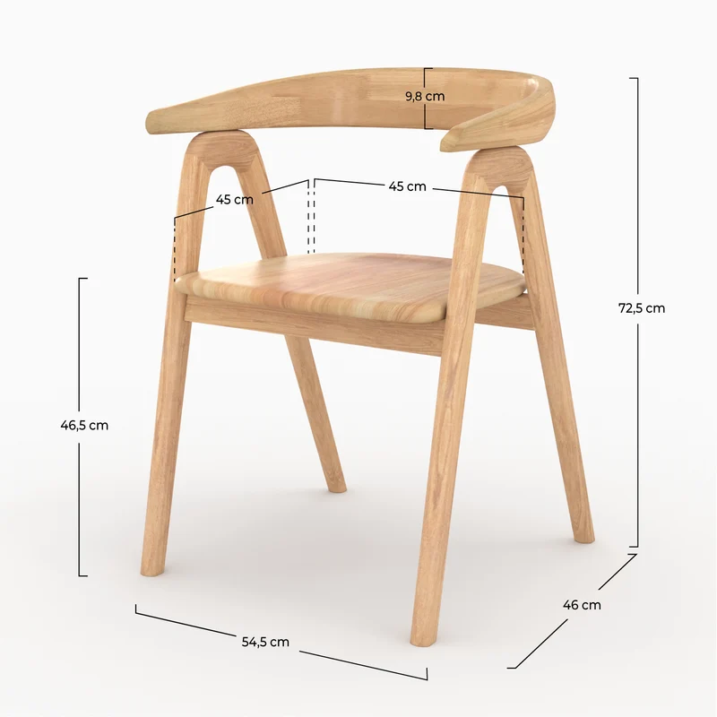 Chaise Hawa en bois d'hévéa clair