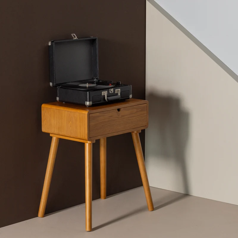 Nelo nachtkastje/bijzettafel hout bruin