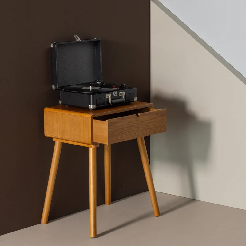 Nelo nachtkastje/bijzettafel hout bruin