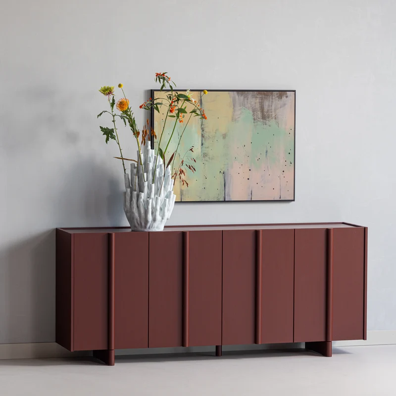 Basu dressoir grenen bordeauxrood