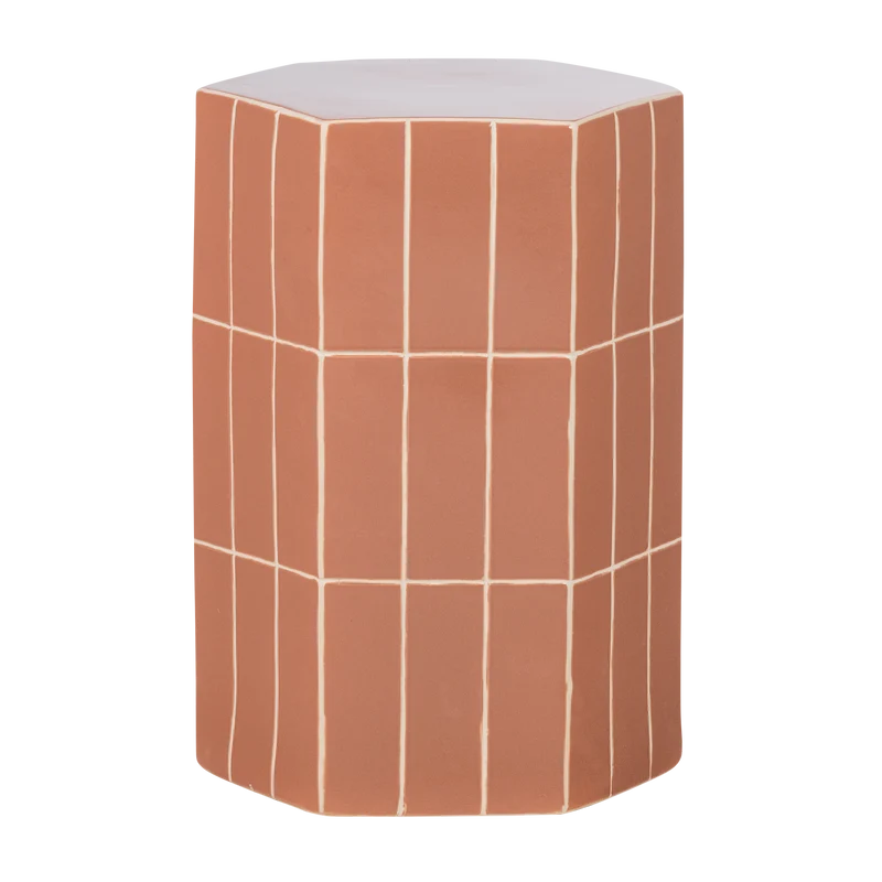 Plu decoratieve bijzettafel 54 x 38 x 32 cm keramiek oudroze