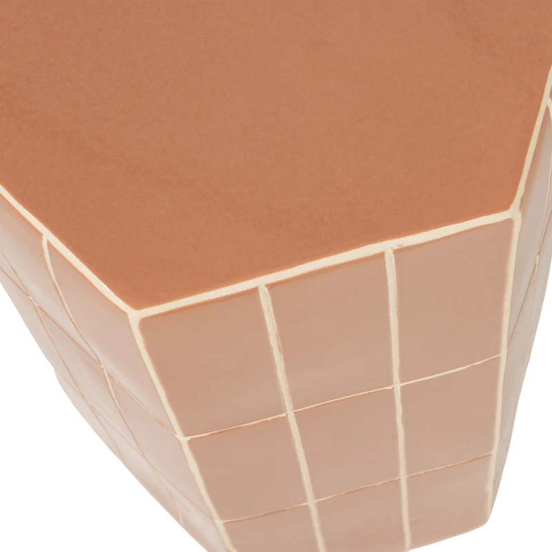 Plu decoratieve bijzettafel 54 x 38 x 32 cm keramiek oudroze
