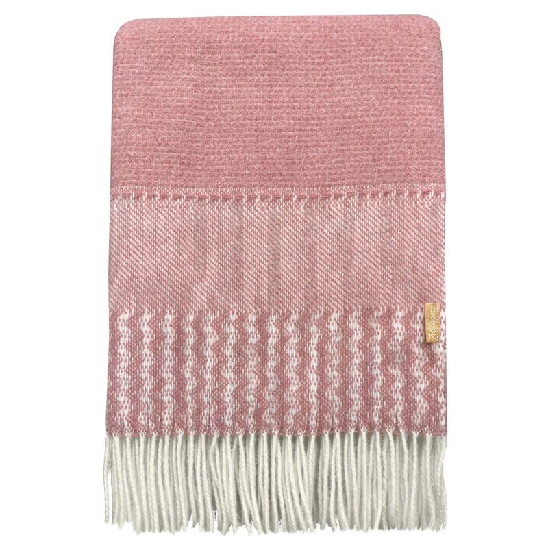 Plaid en laine rose et blanc
