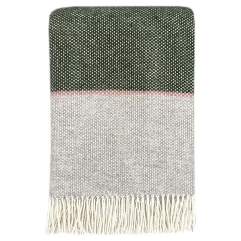Plaid en laine rose et vert