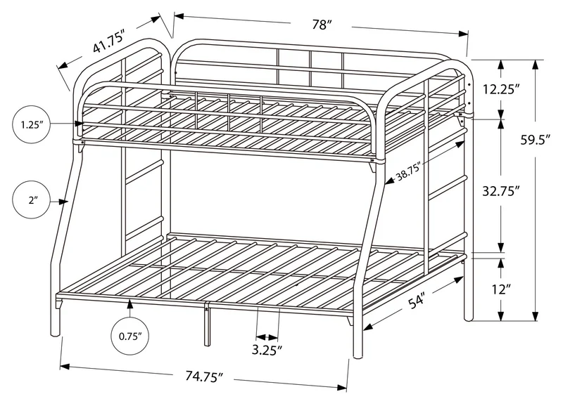 AERO METAL™ – SINGLE OVER DOUBLE BUNK BED – I-2231S