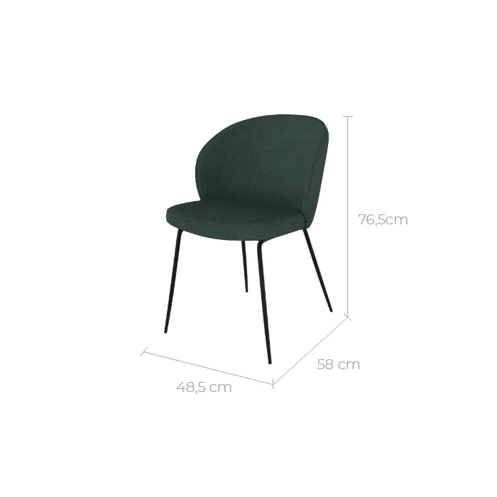Chaise Groom verte en tissu bouclette (lot de 2)