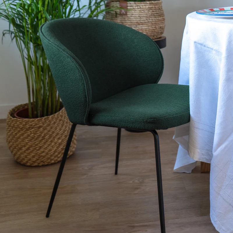 Chaise Groom verte en tissu bouclette (lot de 2)