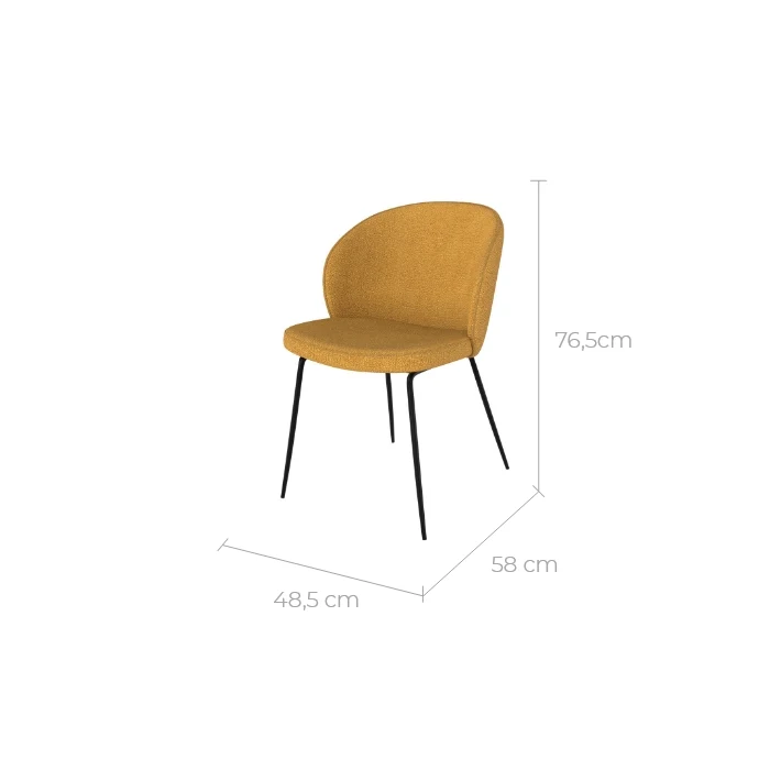 Chaise Groom jaune en tissu bouclette (lot de 2)