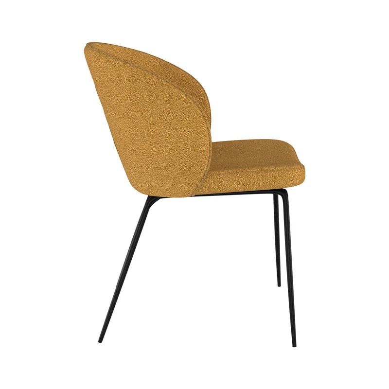 Chaise Groom jaune en tissu bouclette (lot de 2)