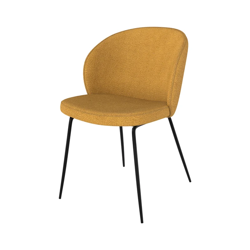 Chaise Groom jaune en tissu bouclette (lot de 2)