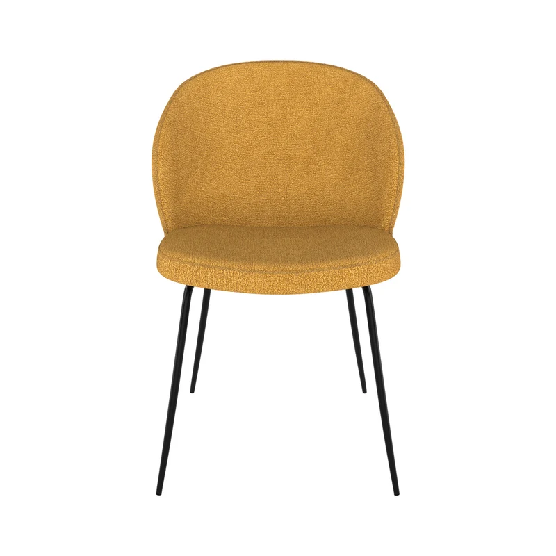 Chaise Groom jaune en tissu bouclette (lot de 2)
