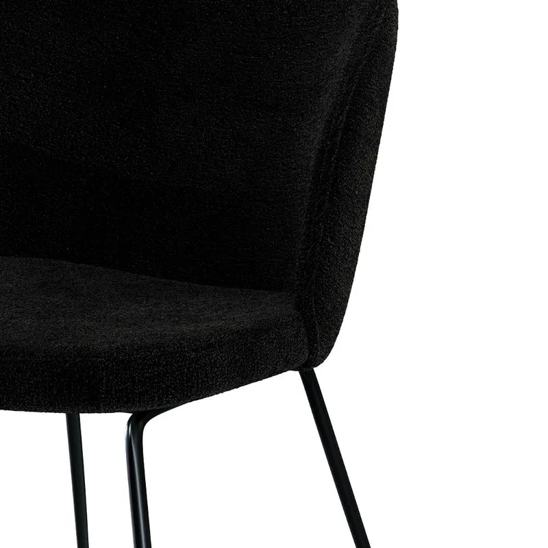 Chaise Groom noir en tissu bouclette (lot de 2)