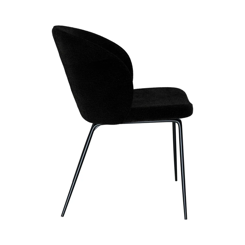Chaise Groom noir en tissu bouclette (lot de 2)