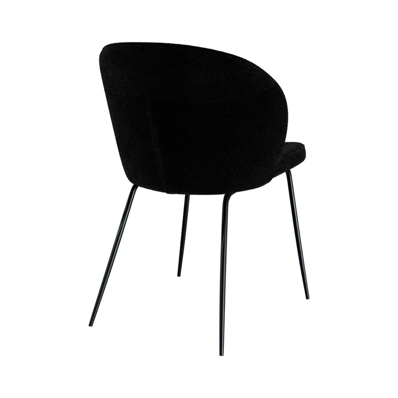 Chaise Groom noir en tissu bouclette (lot de 2)