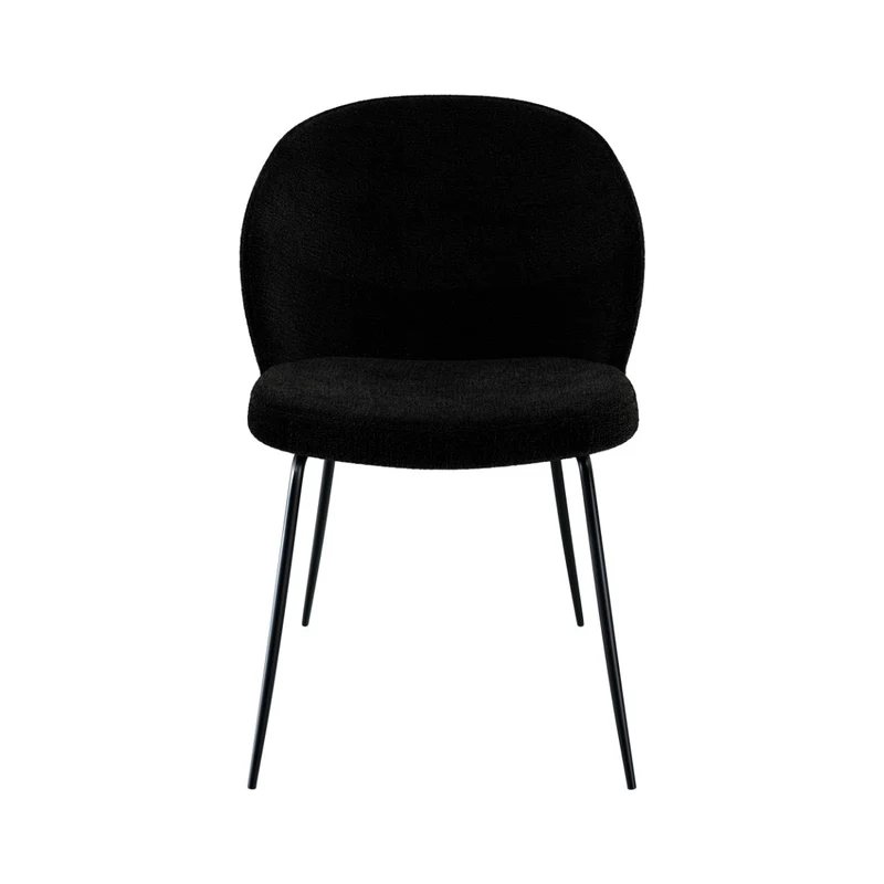Chaise Groom noir en tissu bouclette (lot de 2)