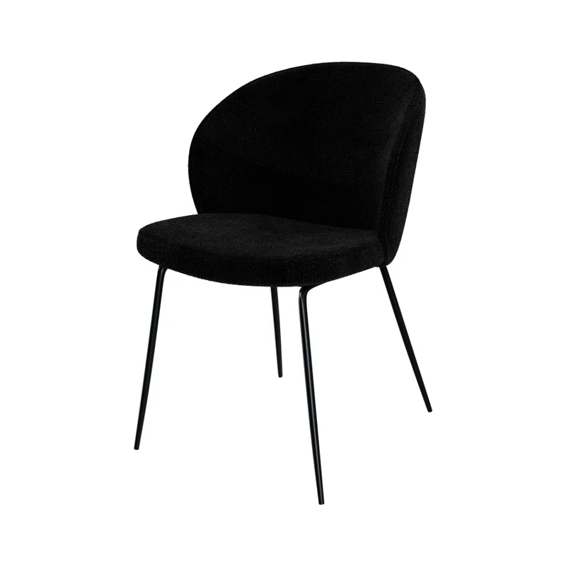 Chaise Groom noir en tissu bouclette (lot de 2)
