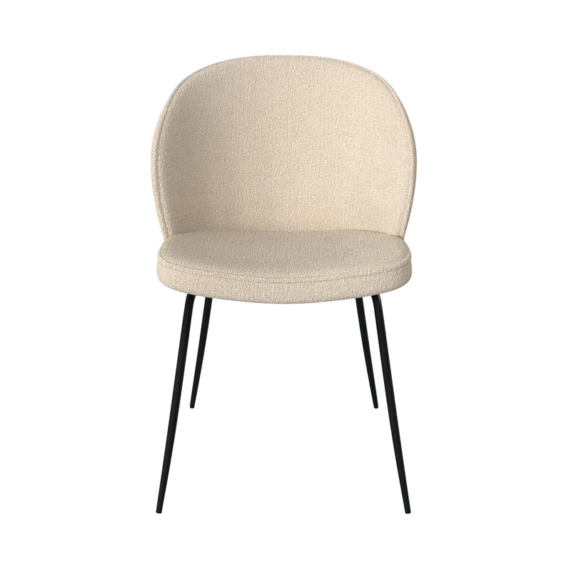 Chaise Groom beige en tissu bouclette (lot de 2)