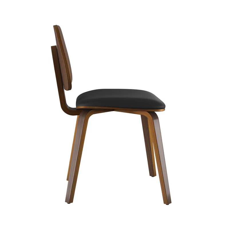 Chaise Flow en bois et PU noir (lot de 2)