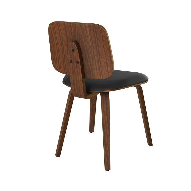 Chaise Flow en bois et PU noir (lot de 2)