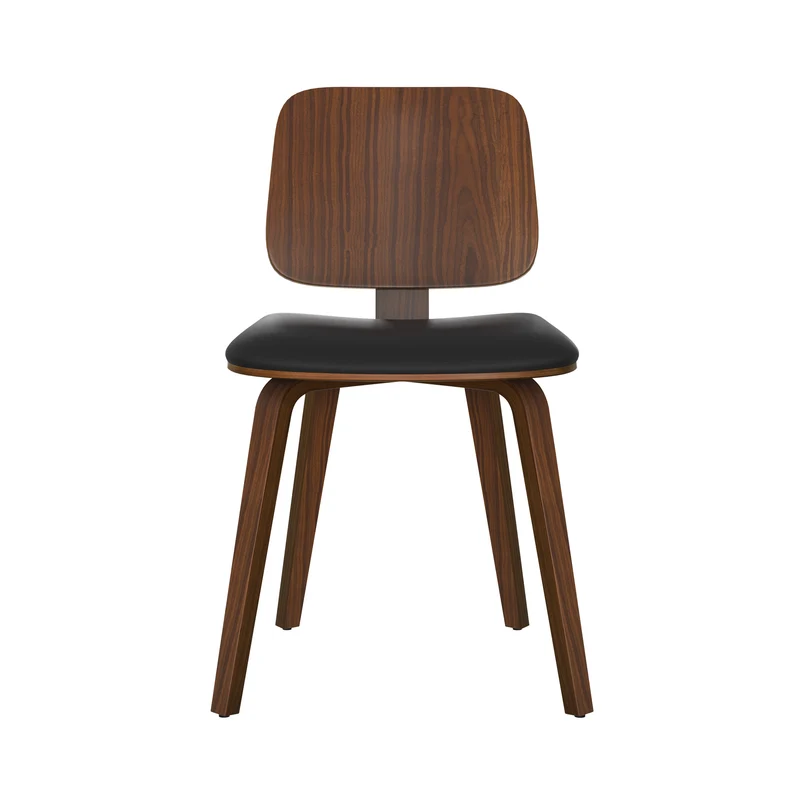 Chaise Flow en bois et PU noir (lot de 2)