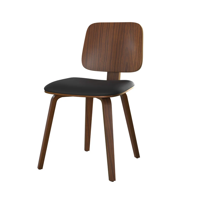 Chaise Flow en bois et PU noir (lot de 2)