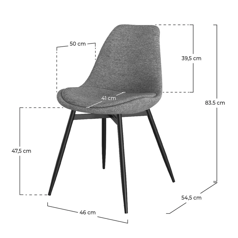 Chaise Filipi en tissu gris foncé chiné (lot de 2)
