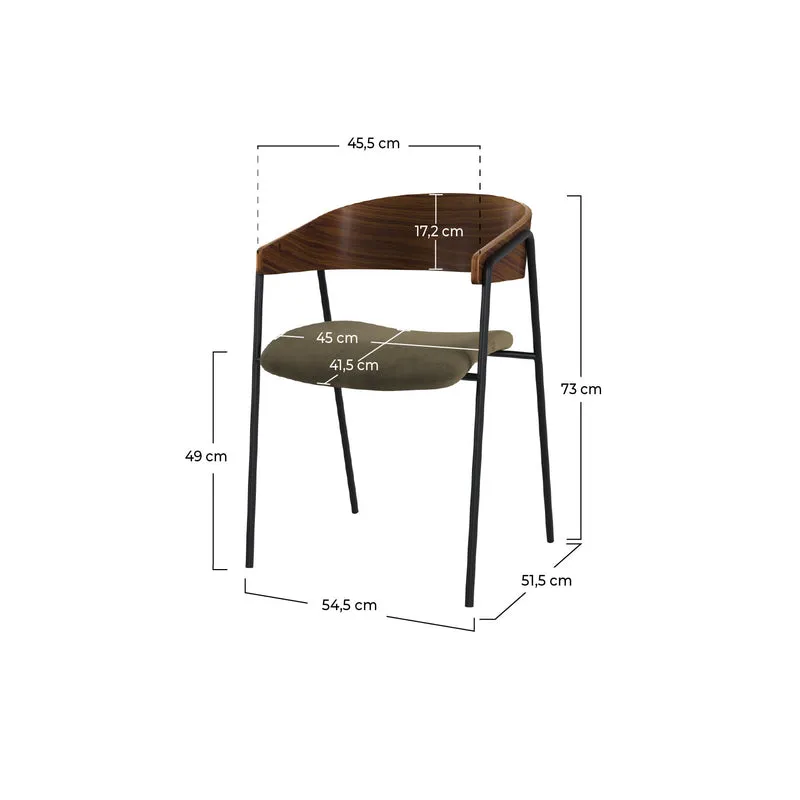 Chaise Esmée en velours vert kaki (lot de 2)