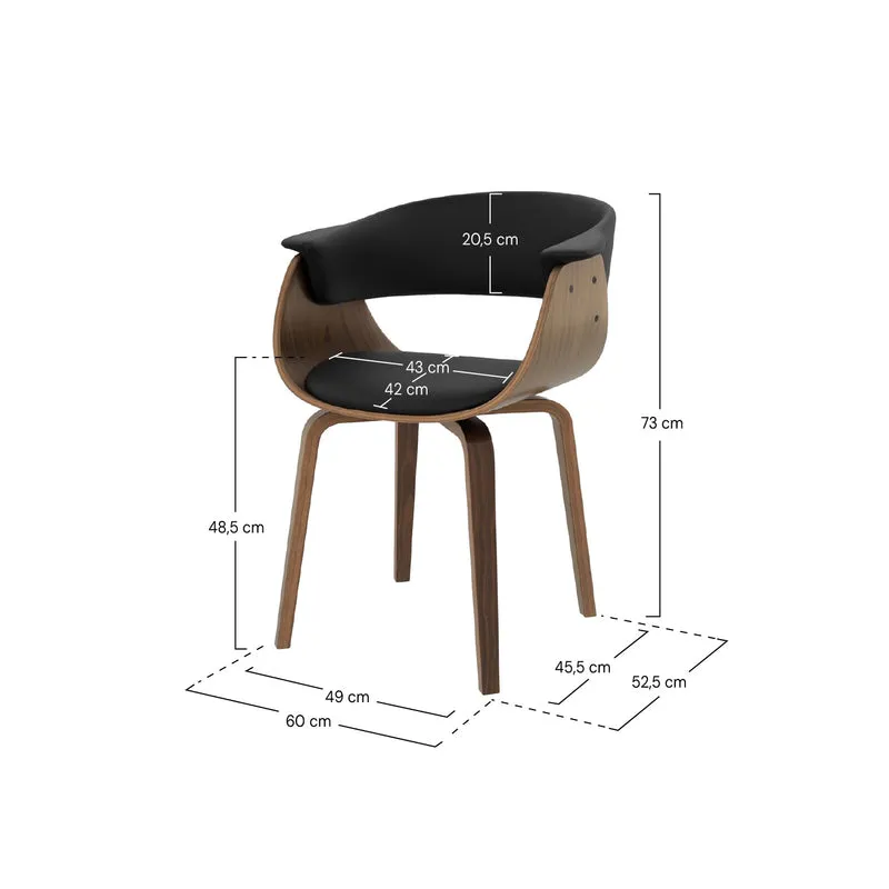 Chaise noire Piada avec accoudoirs
