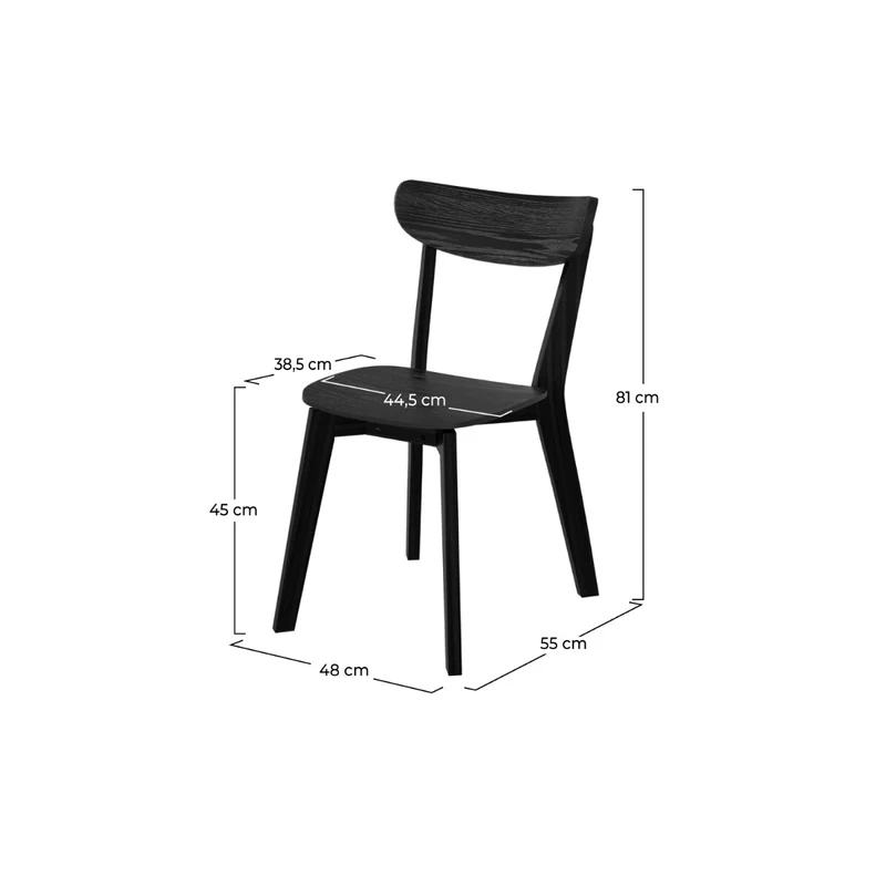 Chaise en bois noir Tabata (lot de 2)