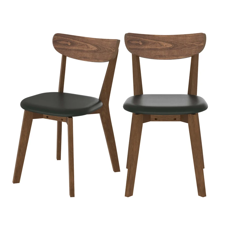 Chaise en bois foncé et noir Tabata (lot de 2)