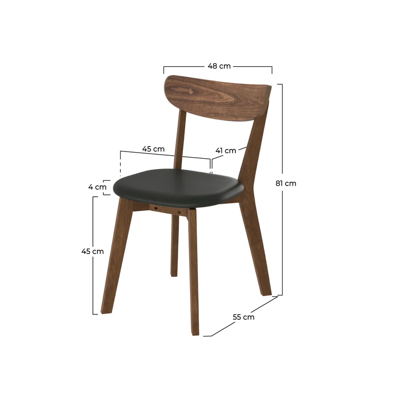 Chaise en bois foncé et noir Tabata (lot de 2)