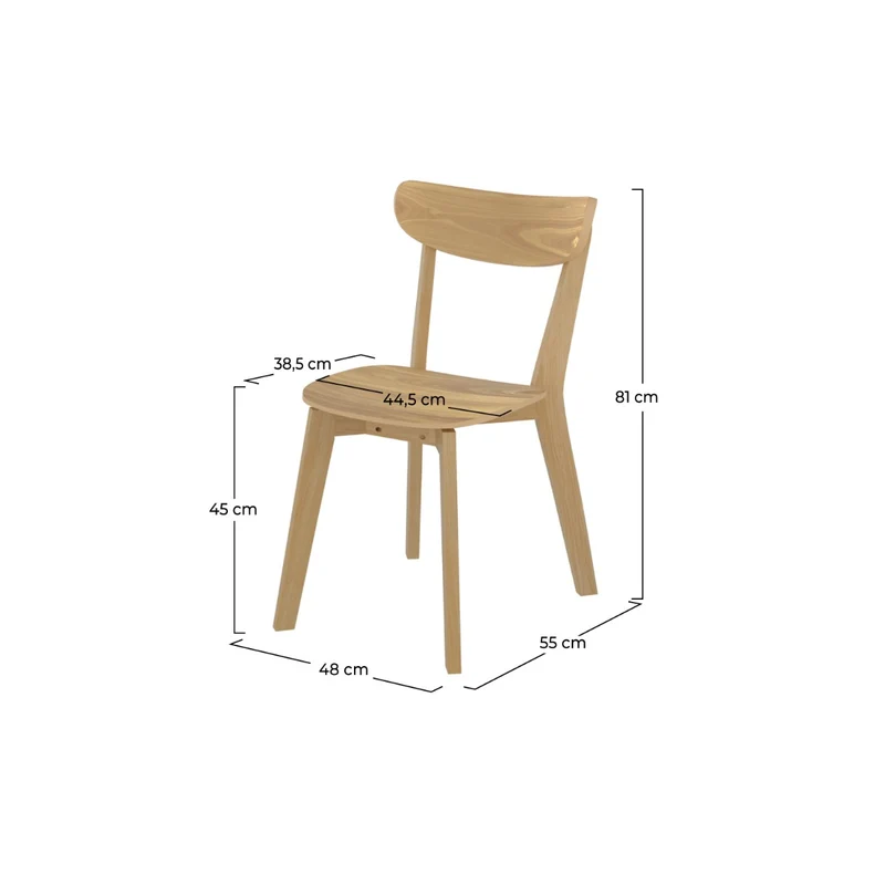 Chaise en bois clair Tabata (lot de 2)